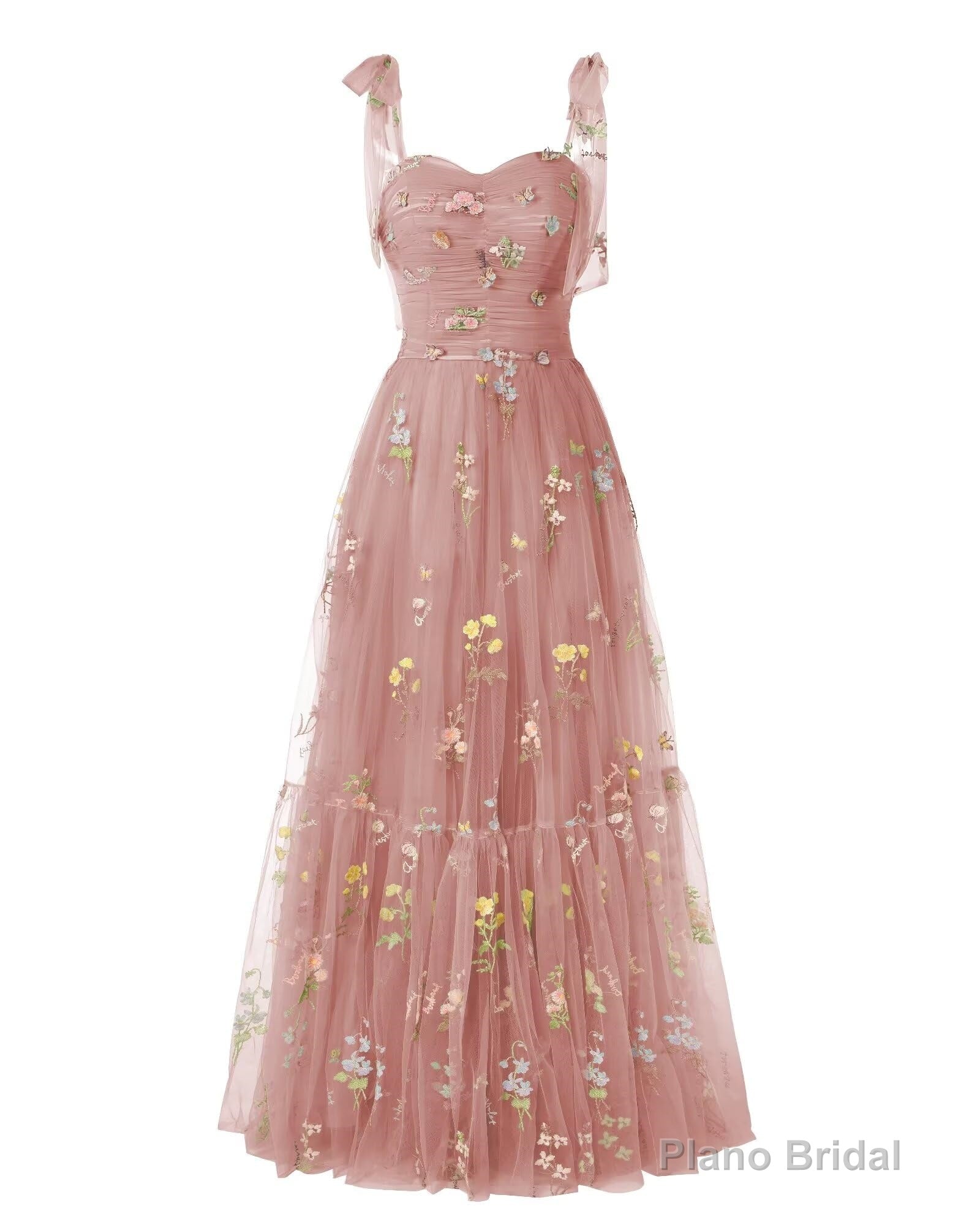 Elegant Embroidery Dusty Rose Prom Dresses Sweetheart Spaghetti Straps A Line Party Dress Long Simple Formal Dress Secondary image