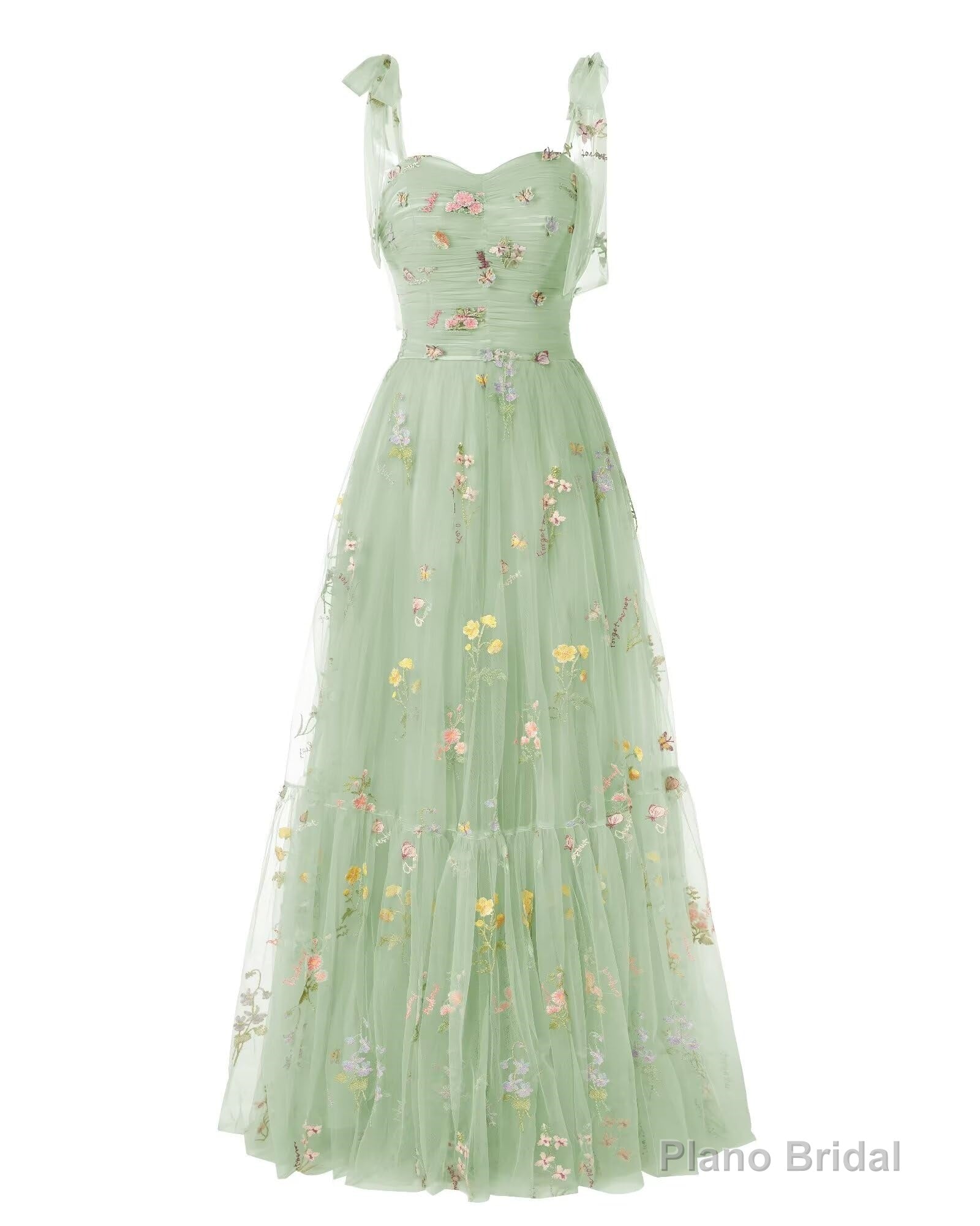 Elegant Embroidery Light Green Prom Dresses Sweetheart Spaghetti Straps A Line Party Dress Long Simple Formal Dress Main image