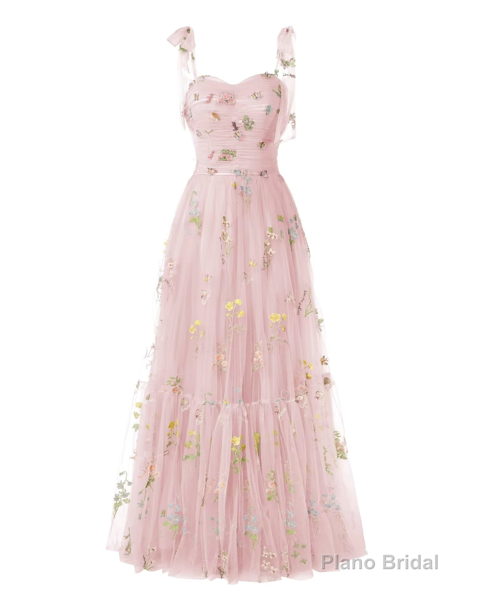 Elegant Embroidery Pink Prom Dresses Sweetheart Spaghetti Straps A Line Party Dress Long Simple Formal Dress Secondary image