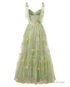 Elegant Embroidery Champagne Prom Dresses Sweetheart Spaghetti Straps A Line Party Dress Long Simple Formal Dress