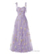 Elegant Embroidery Purple Prom Dresses Sweetheart Spaghetti Straps A Line Party Dress Long Simple Formal Dress