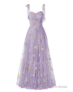 Elegant Embroidery Purple Prom Dresses Sweetheart Spaghetti Straps A Line Party Dress Long Simple Formal Dress