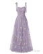 Elegant Embroidery Purple Violet Prom Dresses Sweetheart Spaghetti Straps A Line Party Dress Long Simple Formal Dress