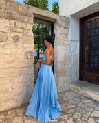 Elegant Engagement Dresses Wedding Party Dresses Special Occasion Dresses Halter Pleated Floor Length Formal Prom Dresses