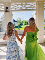 Elegant Floral Printing Formal Evening Dresses Sleeveless Formal Prom Dresses With Split