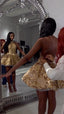 Elegant Glitter Mini 17Th Birthday Dresses Gold Birthday Outfit