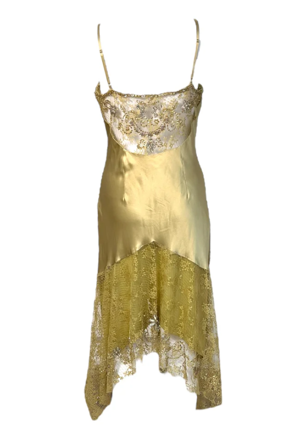 Elegant Gold Spaghetti Straps Satin Lace Beaded Cocktail Dresses A Line Homecoming Dresses Birthday Outfits