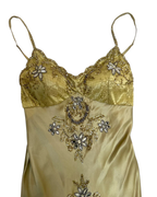 Elegant Gold Spaghetti Straps Satin Lace Beaded Cocktail Dresses A Line Homecoming Dresses Birthday Outfits