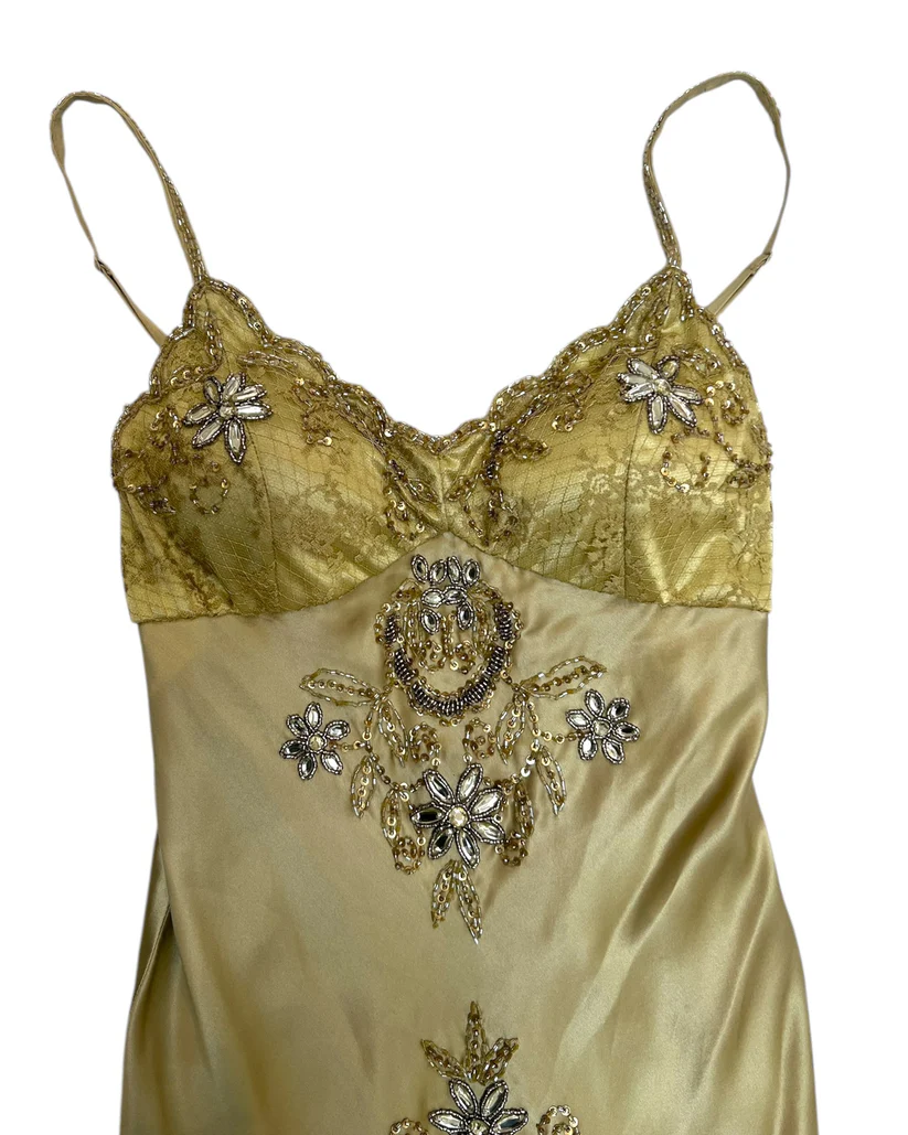 Elegant Gold Spaghetti Straps Satin Lace Beaded Cocktail Dresses A Line Homecoming Dresses Birthday Outfits