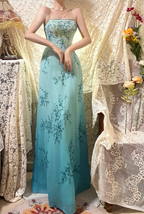 Elegant Gradient Blue Oil Painting Beaded Long Prom Dress