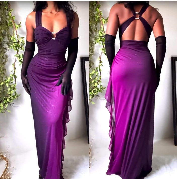 Affordable Dresses Under $160||Elegant Gradient Navy Blue Sheath Spaghetti Straps Sparkling Chiffon  Formal Prom Dresses For Party