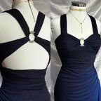 Affordable Dresses Under $160||Elegant Gradient Navy Blue Sheath Spaghetti Straps Sparkling Chiffon  Formal Prom Dresses For Party