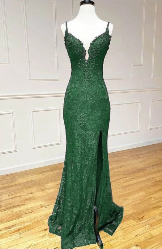 Elegant  Mermaid Formal Dresses Under $170’Ã?Charming Grape Spaghetti Straps Applique Long Backless Formal Prom Dresses With Slit