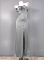 Elegant Gray Green Sweetheart Neckline Slim Slit Satin Long Formal Prom Dresses