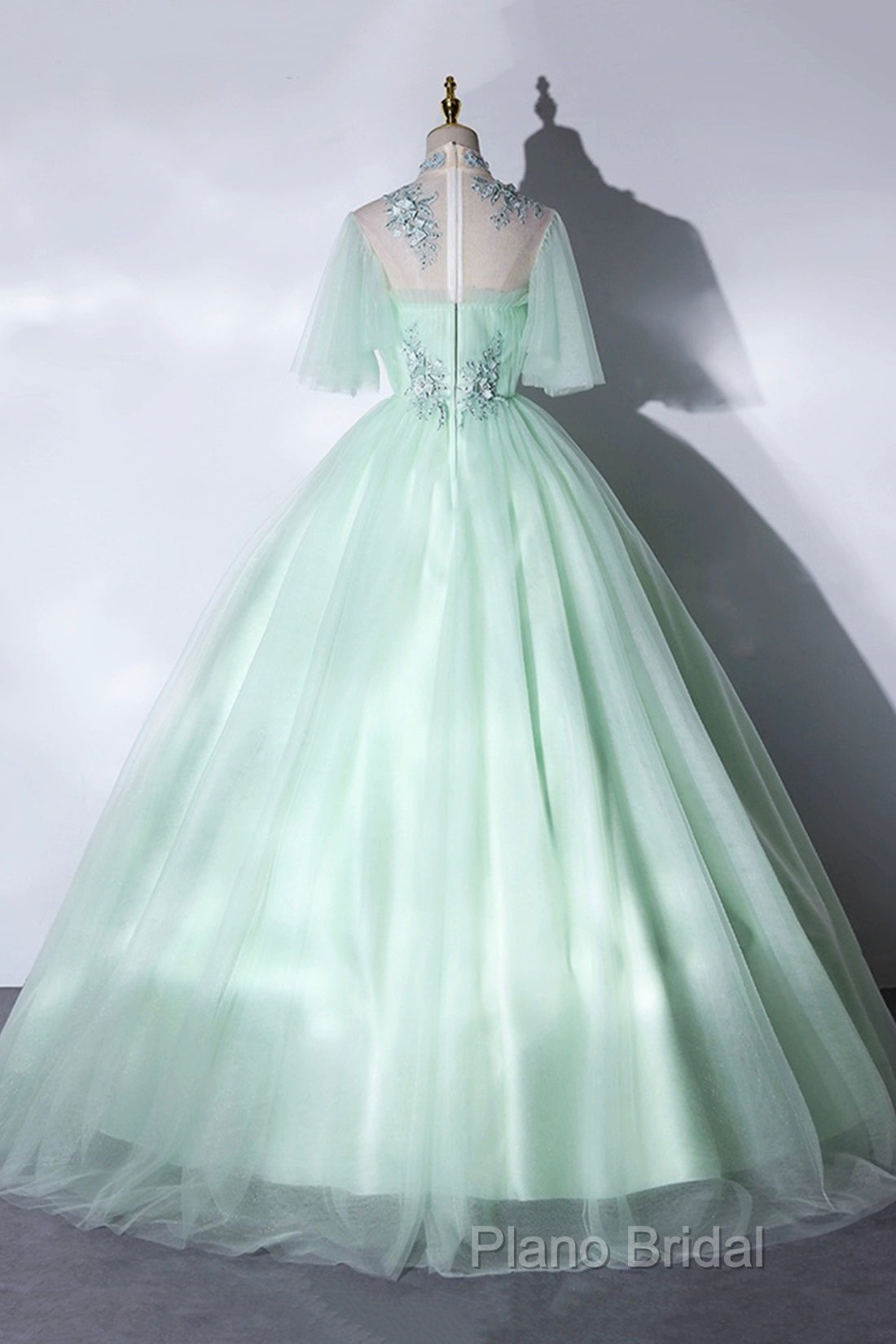 Elegant Green A-Line Princess Formal Prom Dresses, A-Line Lace Formal Party Dresses