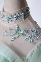 Elegant Green A-Line Princess Formal Prom Dresses, A-Line Lace Formal Party Dresses