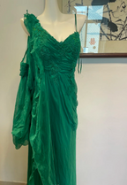 Elegant Green Deep V-Neck Chiffon Long Formal Prom Dresses
