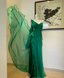Elegant Green Deep V-Neck Chiffon Long Formal Prom Dresses