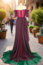 Elegant Green Off The Shoulder Tulle Formal Prom Dresses Vintage Formal Prom Gowns