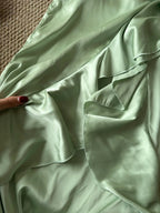 Elegant Green Slim Fit Halter Backless Ruffle Satin Formal Prom Dresses