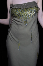 Elegant Green Spaghetti Strap Mermaid Ruffle Sequin Chiffon Long Formal Prom Dresses