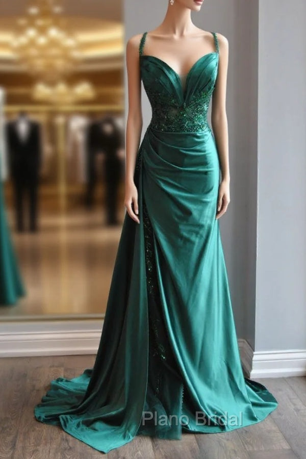 Elegant Green Sweetheart Neck Mermaid Long Formal Prom Dresses Gorgeous Formal Evening Dresses Main image