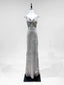 Elegant Grey Mermaid V-Neck Sequined Long Formal Prom Dresses