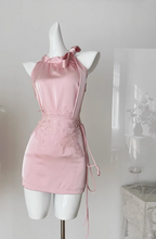 Elegant Halter Neck Strapless Satin Hip-Hugging Birthday Skirt Homecoming Dresses