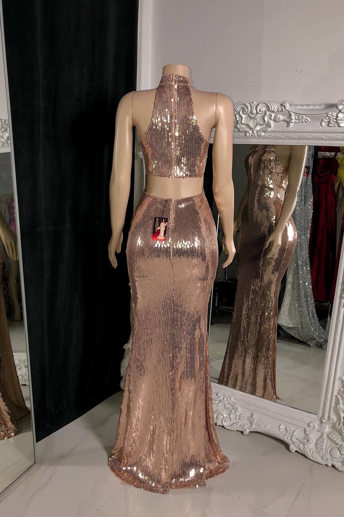 Elegant Halter Sleeveless Mermaid Prom Dresses Column Side Split With Zipper Secondary image