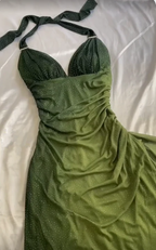Elegant Halter Straps Ombre Green Long Chiffon Formal Prom Dresses