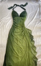 Elegant Halter Straps Ombre Green Long Chiffon Formal Prom Dresses