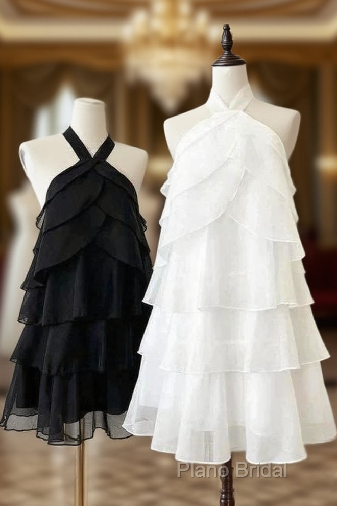 Elegant Halter White Homecoming Dresses Short Formal Dresses Main image