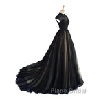 Elegant High Neck Formal Prom Dresses Black Formal Dresses A Line Floor Length Evening Dresses