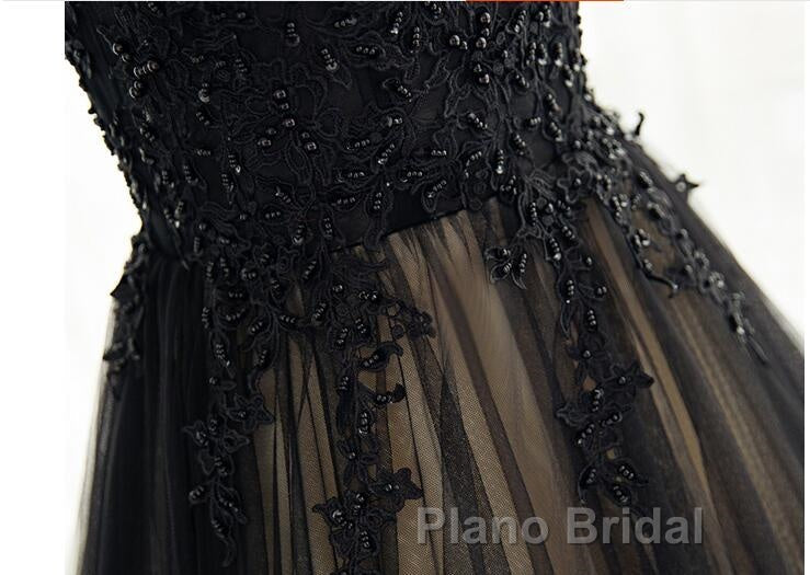 Elegant High Neck Formal Prom Dresses Black Formal Dresses A Line Floor Length Evening Dresses
