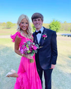 Elegant Hot Pink Long Formal Prom Dresses