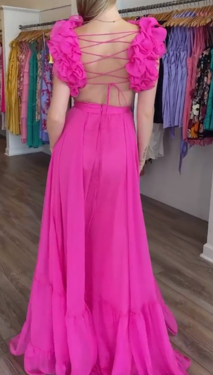 Elegant Hot Pink Long Formal Prom Dresses