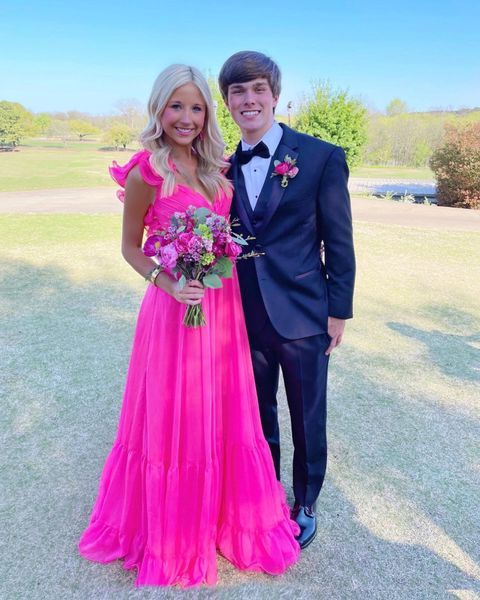 Elegant Hot Pink Long Formal Prom Dresses Main image