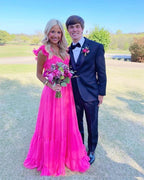 Elegant Hot Pink Long Formal Prom Dresses