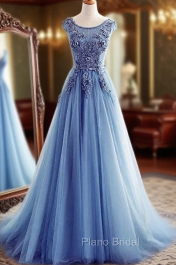 Elegant Illusion Sleeveless Lace Appliques A-line Lace-up Formal Prom Party Gowns
