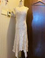 Elegant Ivory Deep V Halter-Neck Irregular Lace Formal Prom Dresses
