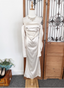 Elegant Ivory Halter Off-The-Shoulder Slim-Fit Satin Long Formal Prom Dresses