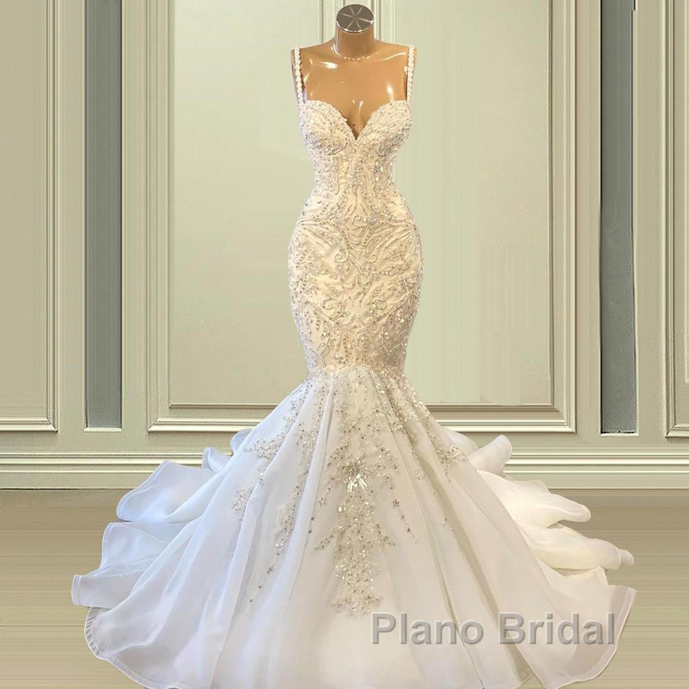 Elegant Ivory Spaghetti straps Sleeveless Mermaid Wedding Dresses Secondary image