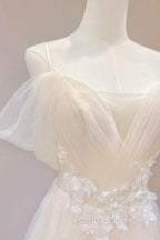 Elegant Ivory Tulle with Lace Long Off Shoulder Party Dresses A-line Formal Prom Dresses Formal Prom Dresses shops