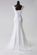 Elegant Jewel Long Lace Mermaid Wedding Gown With Appliques