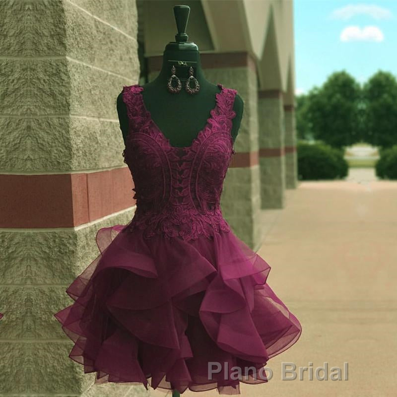 Elegant Lace Appliques Organza Ruffles Homecoming Dresses Short Secondary image