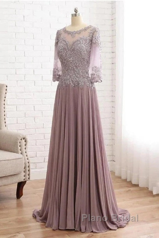 Elegant Lace Jewelry Collar With 3/4 Sleeves Mother Of The Bride Dresses