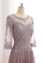 Elegant Lace Jewelry Collar With 3/4 Sleeves Mother Of The Bride Dresses
