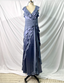Elegant Layered Gradient Gray-Blue Slim-Fit V-Neck Ruffled Tiered Chiffon Long Formal Prom Dresses