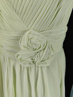 Elegant Light Green A-Line V-Neck Sleeveless Ruffled Chiffon Long Formal Prom Dresses