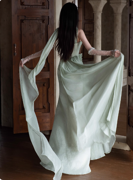 Elegant Light Mint Green Sweetheart Neck 3D Floral Split Chiffon Formal Prom Dresses